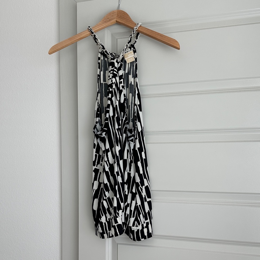 Michael Kors Black and Off White Patterned Blouse